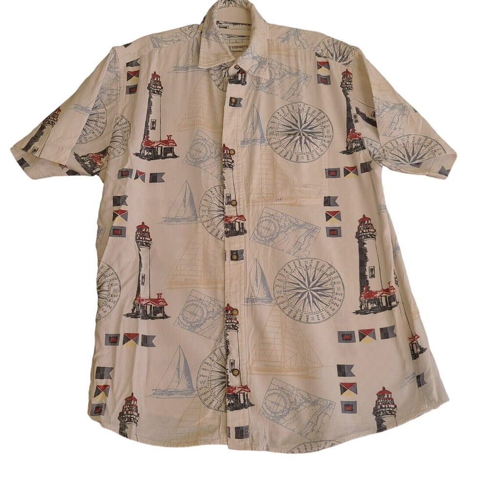 Boca Classics Mens Button Up Shirt Multi-Color Size Medium Cotton Blend